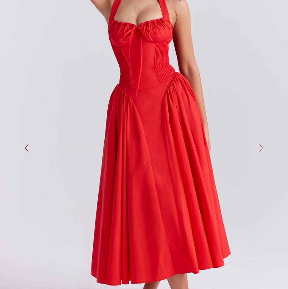 Elegant Red Halter Dress
